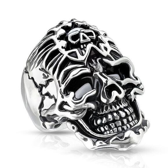 New stainless steel skull with skull banana size 10 - Picture 1 of 5